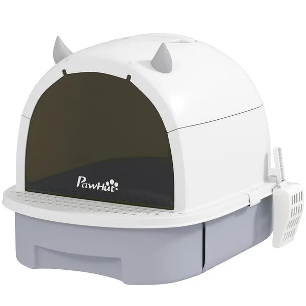Covered Cat Litter Box with Lid, Scoop, Deodorizing Bags for Odor Control, Privacy, Easy to Clean, Gray - product image 1