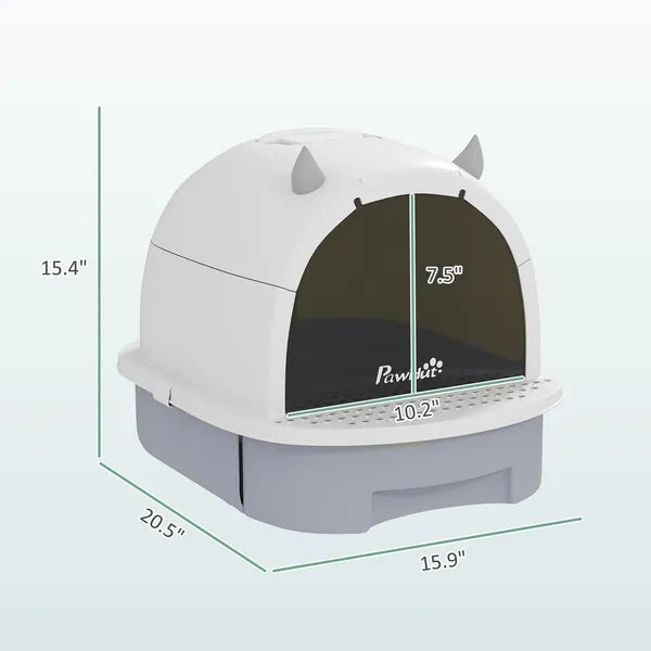 Covered Cat Litter Box with Lid, Scoop, Deodorizing Bags for Odor Control, Privacy, Easy to Clean, Gray - product image 3
