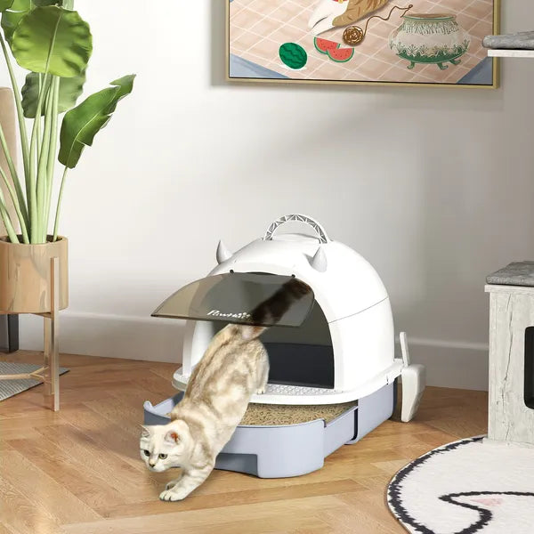 Covered Cat Litter Box with Lid, Scoop, Deodorizing Bags for Odor Control, Privacy, Easy to Clean, Gray - product image 2