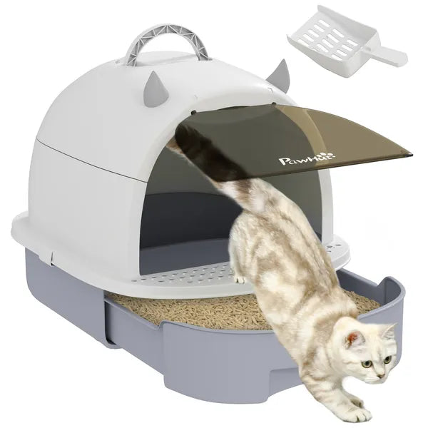 Covered Cat Litter Box with Lid, Scoop, Deodorizing Bags for Odor Control, Privacy, Easy to Clean, Gray - product image 11