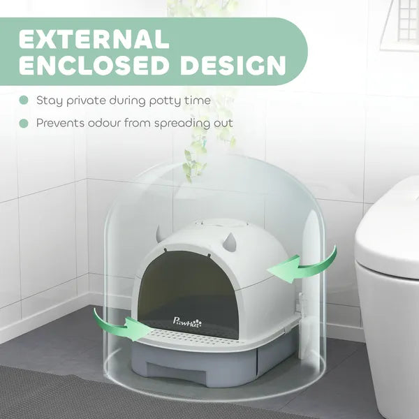 Covered Cat Litter Box with Lid, Scoop, Deodorizing Bags for Odor Control, Privacy, Easy to Clean, Gray - product image 4
