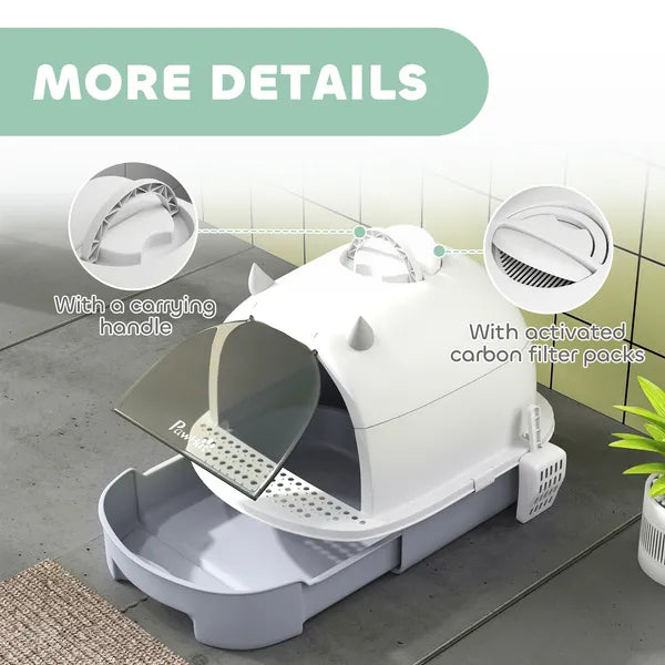 Covered Cat Litter Box with Lid, Scoop, Deodorizing Bags for Odor Control, Privacy, Easy to Clean, Gray - product image 7