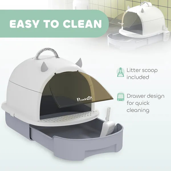 Covered Cat Litter Box with Lid, Scoop, Deodorizing Bags for Odor Control, Privacy, Easy to Clean, Gray - product image 5