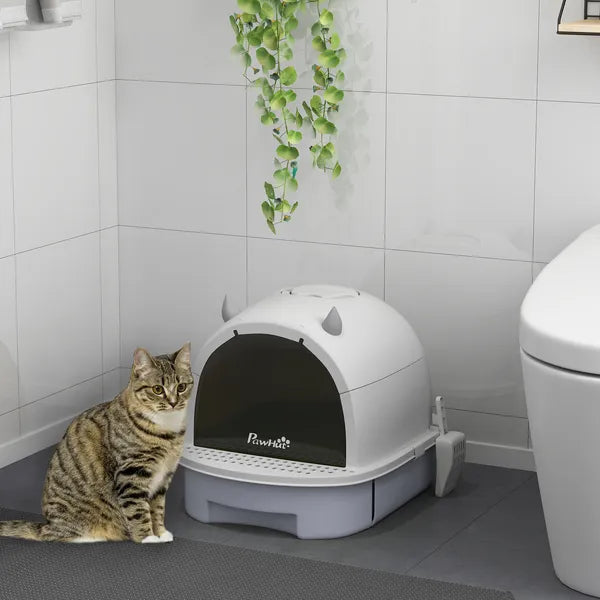 Covered Cat Litter Box with Lid, Scoop, Deodorizing Bags for Odor Control, Privacy, Easy to Clean, Gray - product image 10