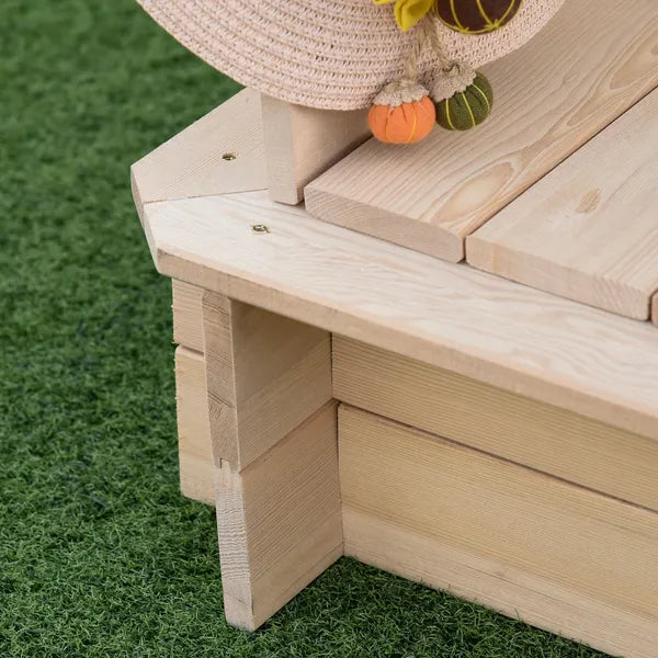 Outsunny Covered Wooden Sandbox with Adjustable Canopy, Convertible Bench Seat, and Backrests, Bottom Liner, Natural Blue - product image 9