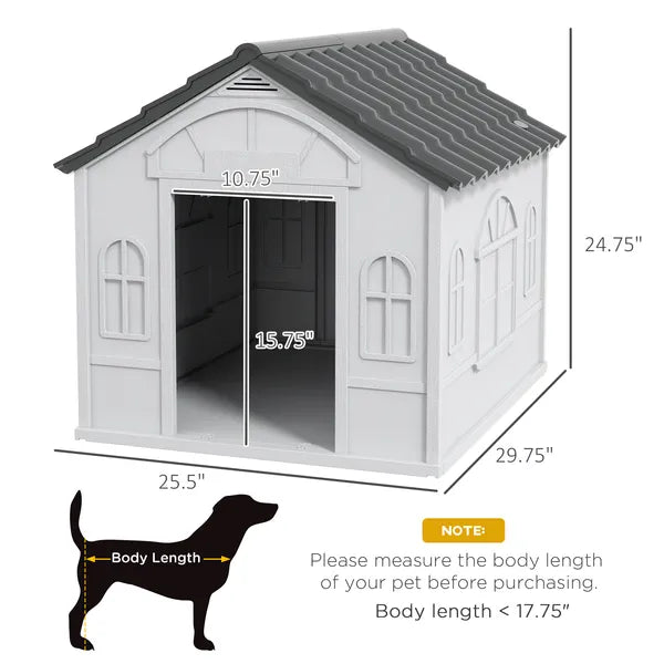 PawHut Cozy Pet House Water-Resistant Indoor/Outdoor Puppy Shelter Gray for Small/Medium Dogs Easy to Install - product image 3