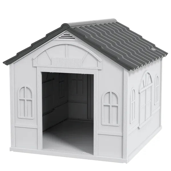 PawHut Cozy Pet House Water-Resistant Indoor/Outdoor Puppy Shelter Gray for Small/Medium Dogs Easy to Install - product image 1