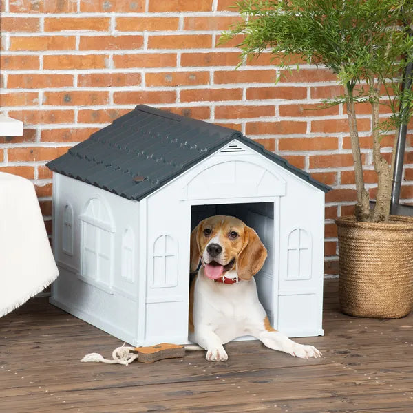 PawHut Cozy Pet House Water-Resistant Indoor/Outdoor Puppy Shelter Gray for Small/Medium Dogs Easy to Install - product image 2