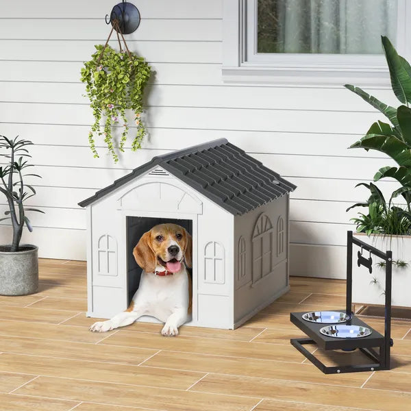 PawHut Cozy Pet House Water-Resistant Indoor/Outdoor Puppy Shelter Gray for Small/Medium Dogs Easy to Install - product image 10