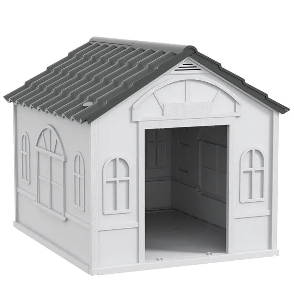 PawHut Cozy Pet House Water-Resistant Indoor/Outdoor Puppy Shelter Gray for Small/Medium Dogs Easy to Install - product image 11