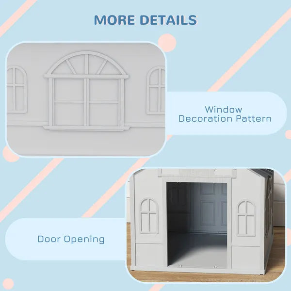 PawHut Cozy Pet House Water-Resistant Indoor/Outdoor Puppy Shelter Gray for Small/Medium Dogs Easy to Install - product image 6