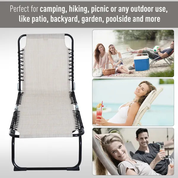 Outsunny Cream Recline Mesh Lounge, Outdoor Breathable Chaise Bed for Supreme Relaxation and Comfort - product image 7