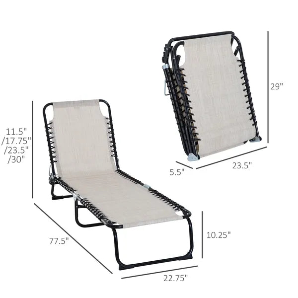Outsunny Cream Recline Mesh Lounge, Outdoor Breathable Chaise Bed for Supreme Relaxation and Comfort - product image 3