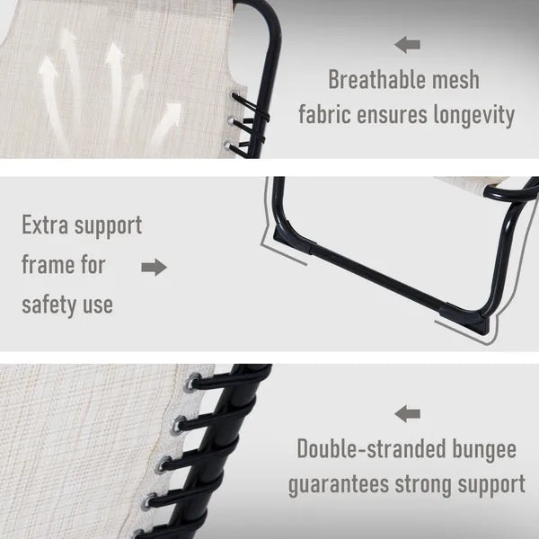 Outsunny Cream Recline Mesh Lounge, Outdoor Breathable Chaise Bed for Supreme Relaxation and Comfort - product image 6