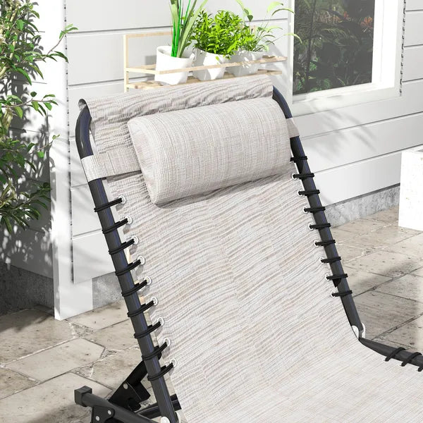 Outsunny Cream Recline Mesh Lounge, Outdoor Breathable Chaise Bed for Supreme Relaxation and Comfort - product image 10