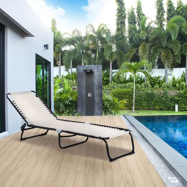 Outsunny Cream Recline Mesh Lounge, Outdoor Breathable Chaise Bed for Supreme Relaxation and Comfort - product image 2