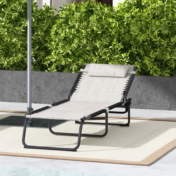 Outsunny Cream Recline Mesh Lounge, Outdoor Breathable Chaise Bed for Supreme Relaxation and Comfort - product image 11