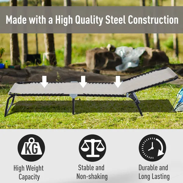 Outsunny Cream Recline Mesh Lounge, Outdoor Breathable Chaise Bed for Supreme Relaxation and Comfort - product image 5
