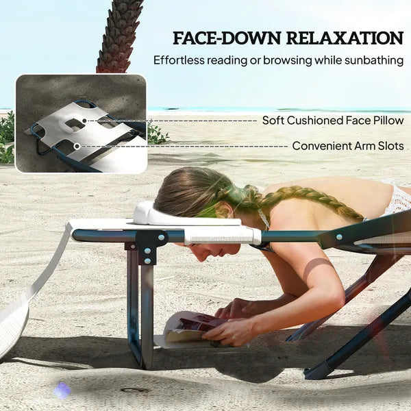 Outsunny Cream White Folding Lounge Chair with Reclining Back for Outdoor Relaxation - product image 4