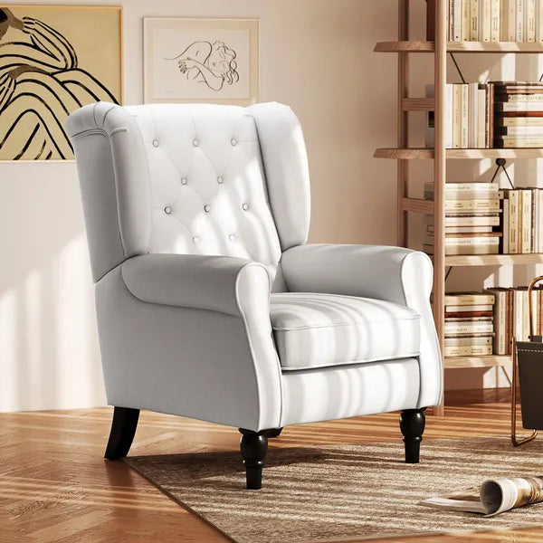 HOMCOM Cream White High Back Accent Chair with Wooden Legs, Removable Cushion for Living Room, Club, Bedroom - product image 2