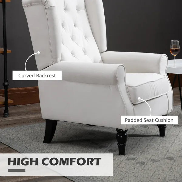 HOMCOM Cream White High Back Accent Chair with Wooden Legs, Removable Cushion for Living Room, Club, Bedroom - product image 5