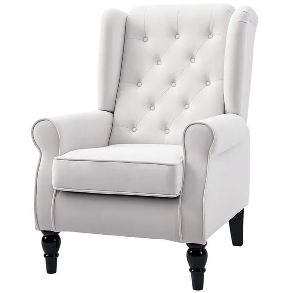 HOMCOM Cream White High Back Accent Chair with Wooden Legs, Removable Cushion for Living Room, Club, Bedroom - product image 11