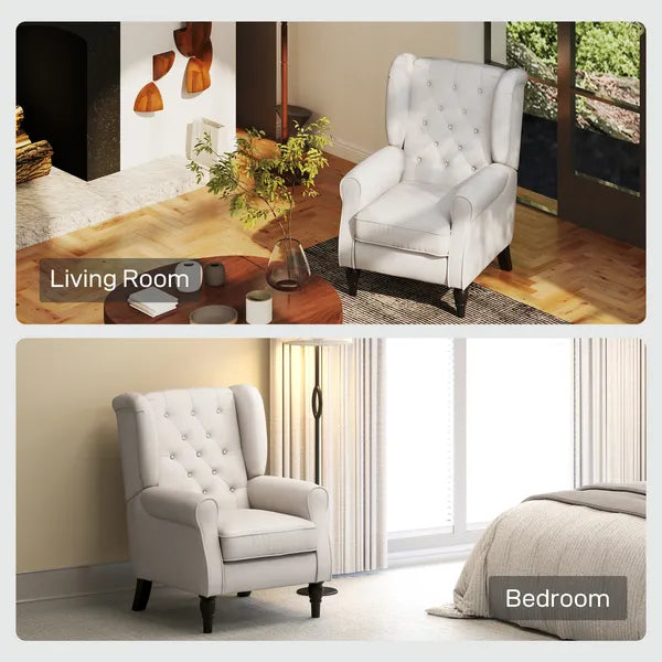 HOMCOM Cream White High Back Accent Chair with Wooden Legs, Removable Cushion for Living Room, Club, Bedroom - product image 8