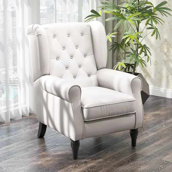 HOMCOM Cream White High Back Accent Chair with Wooden Legs, Removable Cushion for Living Room, Club, Bedroom - product image 10