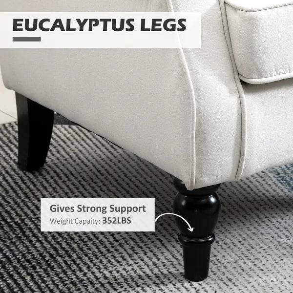 HOMCOM Cream White High Back Accent Chair with Wooden Legs, Removable Cushion for Living Room, Club, Bedroom - product image 6