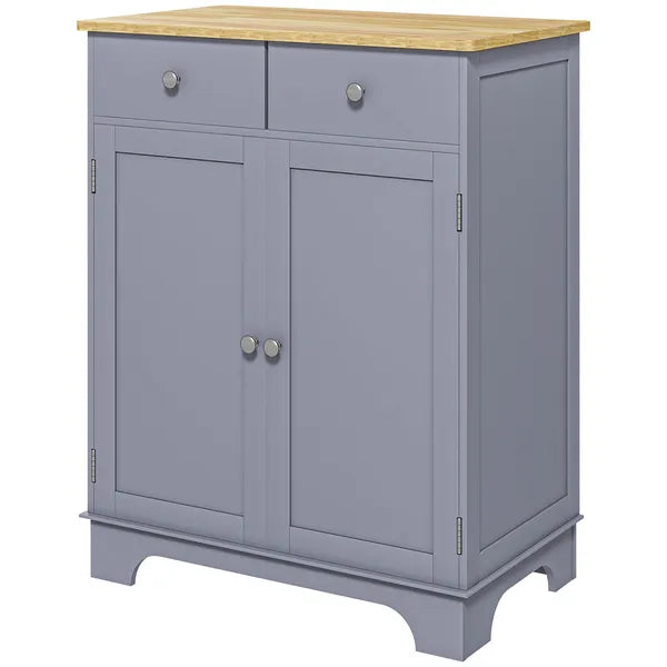 Curio Credenza: Kitchen Storage Cabinet with Solid Wood Top, Adjustable Shelf and 2 Drawers for Living Room - product image 1