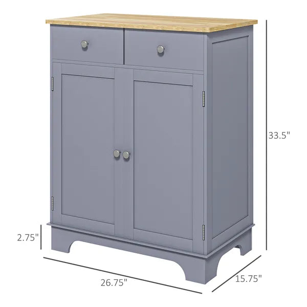 Curio Credenza: Kitchen Storage Cabinet with Solid Wood Top, Adjustable Shelf and 2 Drawers for Living Room - product image 3