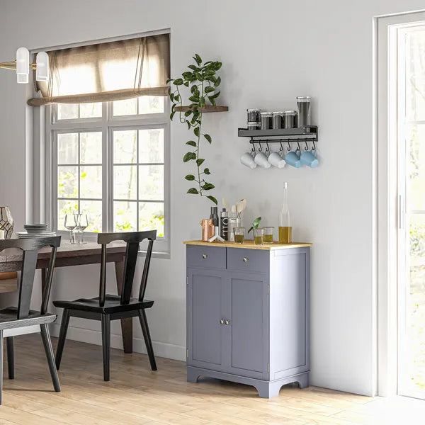 Curio Credenza: Kitchen Storage Cabinet with Solid Wood Top, Adjustable Shelf and 2 Drawers for Living Room - product image 10