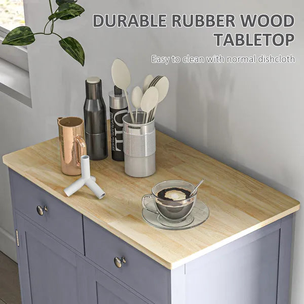 Curio Credenza: Kitchen Storage Cabinet with Solid Wood Top, Adjustable Shelf and 2 Drawers for Living Room - product image 5