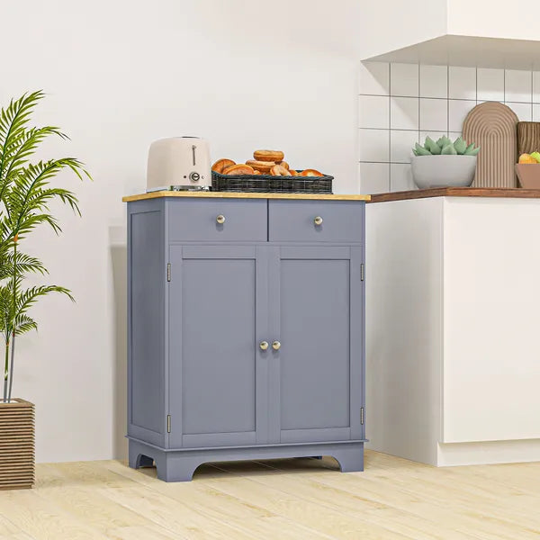 Curio Credenza: Kitchen Storage Cabinet with Solid Wood Top, Adjustable Shelf and 2 Drawers for Living Room - product image 8