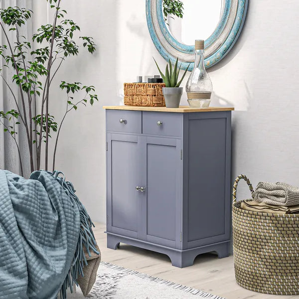 Curio Credenza: Kitchen Storage Cabinet with Solid Wood Top, Adjustable Shelf and 2 Drawers for Living Room - product image 9