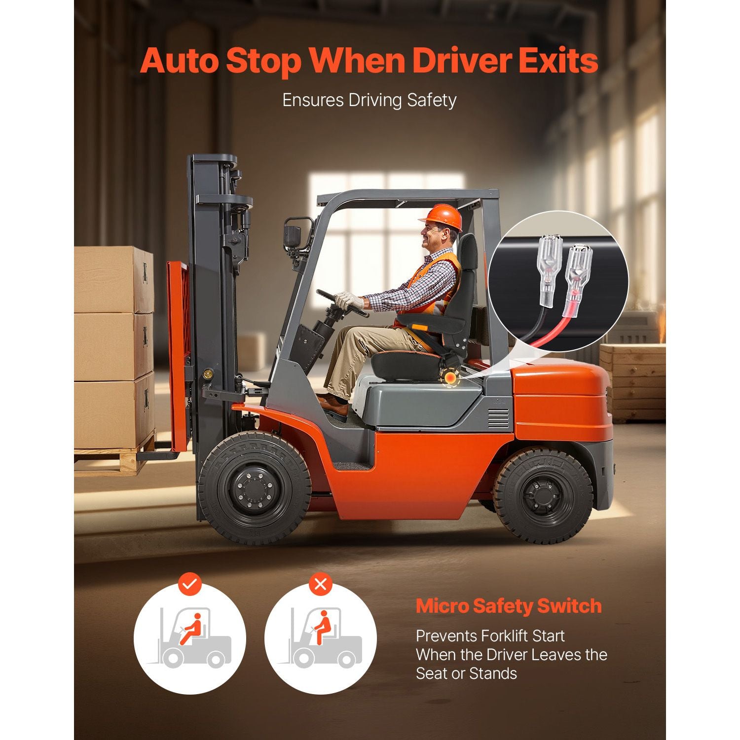 VEVOR Universal Forklift & Tractor Seat with Armrests and Headrest