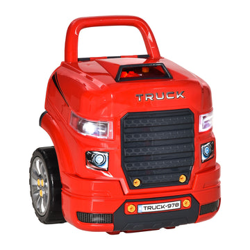 Qaba Kids Truck Engine Mechanic Pretend Play Toy Set with RC Key, Red