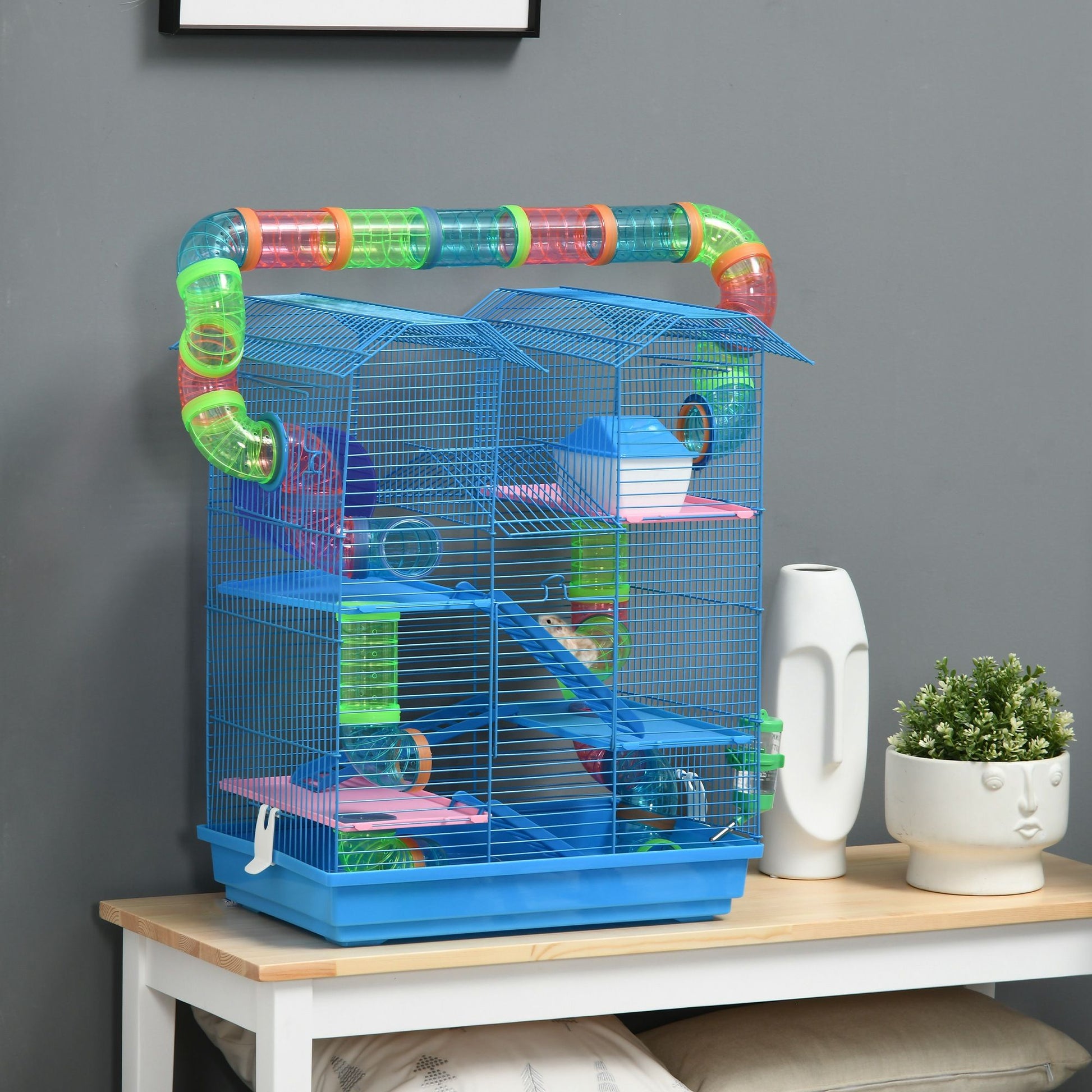 PawHut 5-Tier Hamster Cage with Accessories, Blue