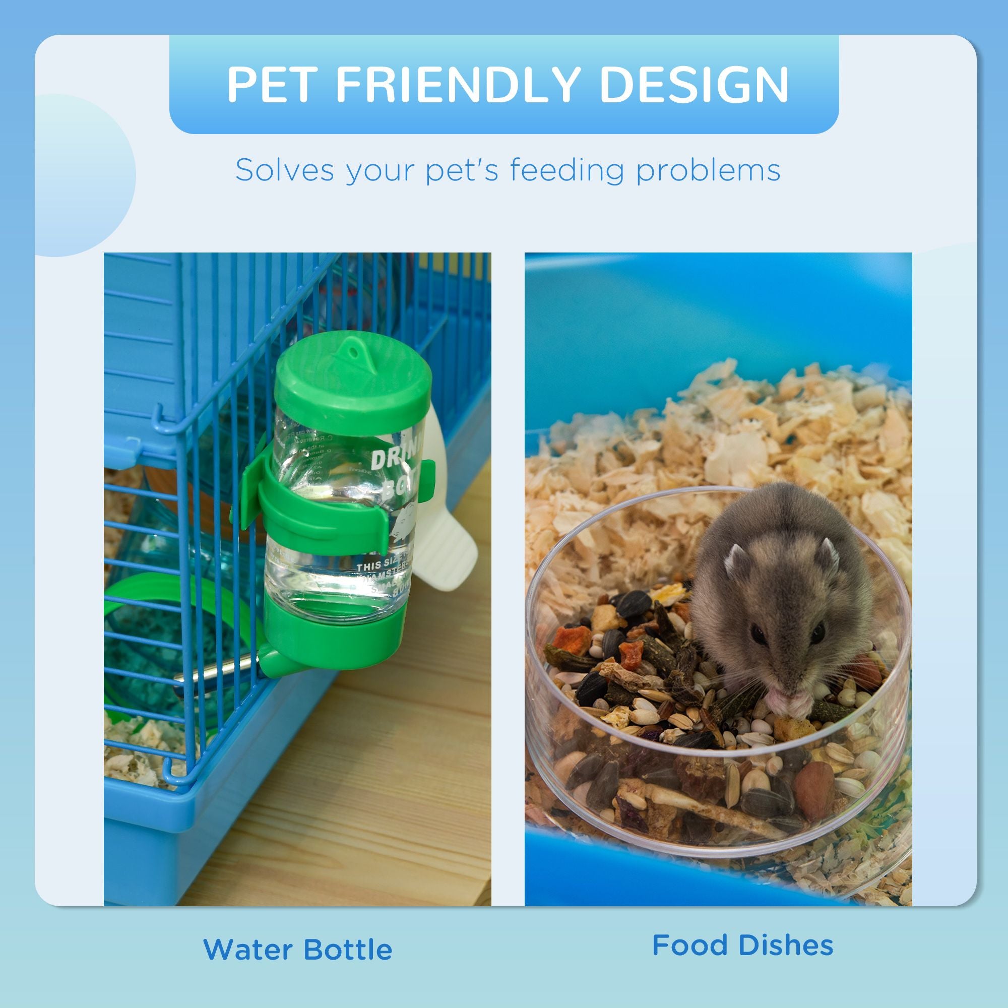 PawHut 5-Tier Hamster Cage with Accessories, Blue