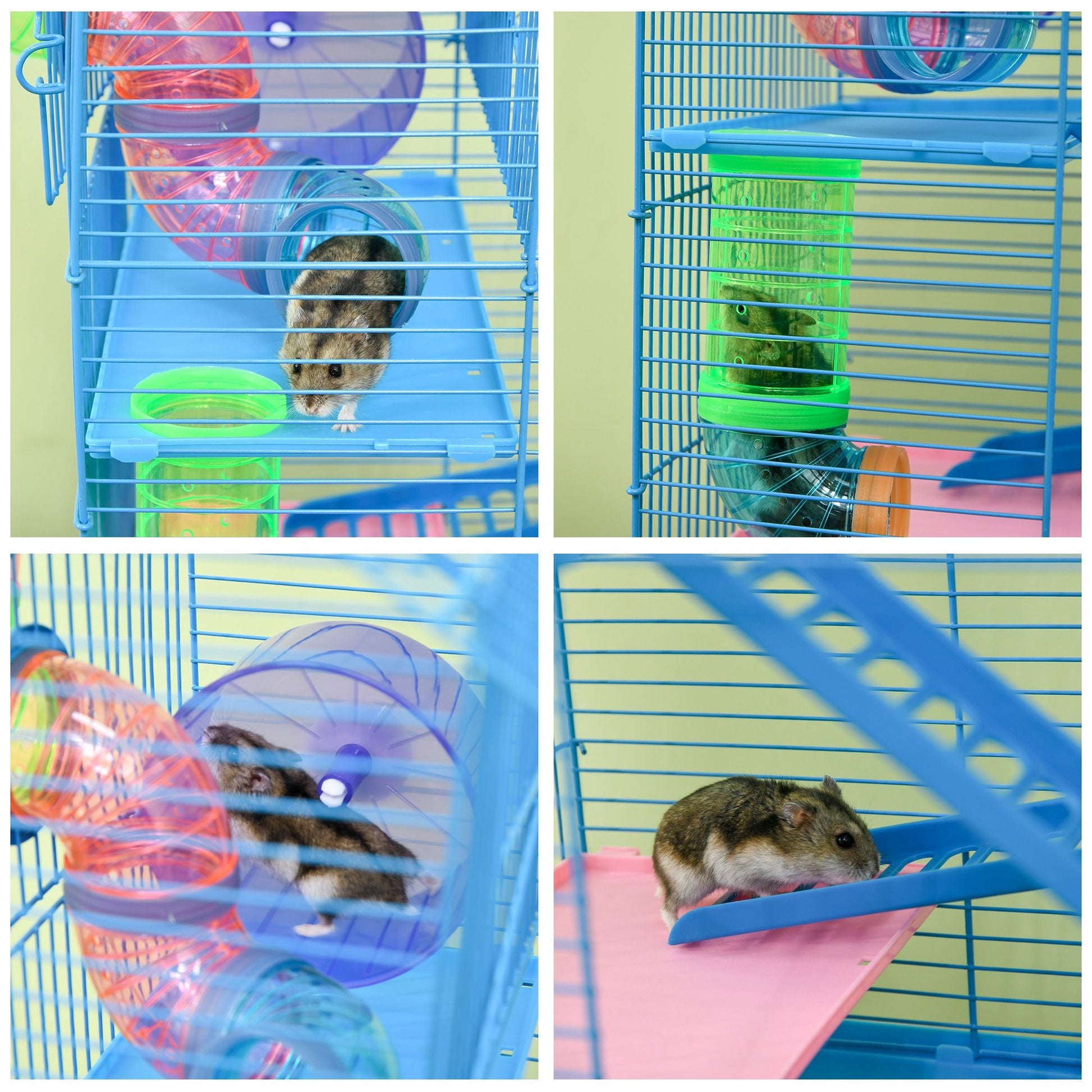 PawHut 5-Tier Hamster Cage with Accessories, Blue