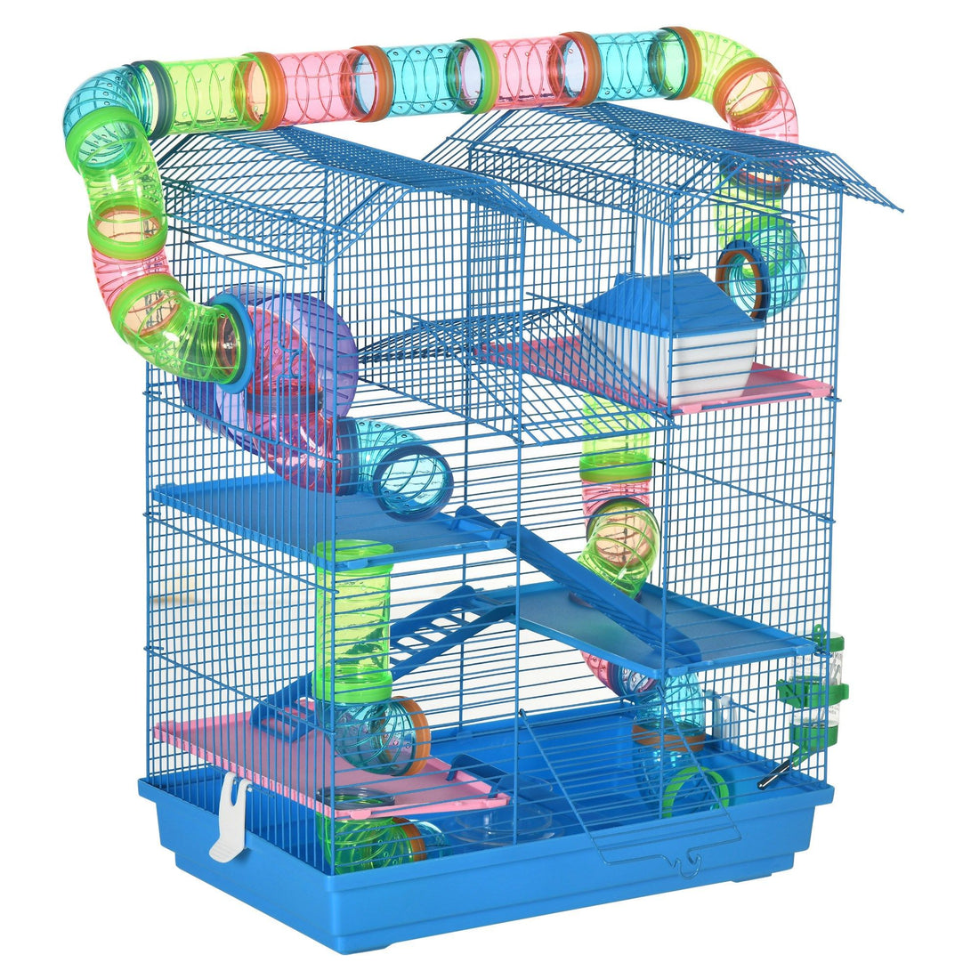 PawHut 5-Tier Hamster Cage with Accessories, Blue