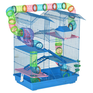 PawHut 5-Tier Hamster Cage with Accessories, Blue