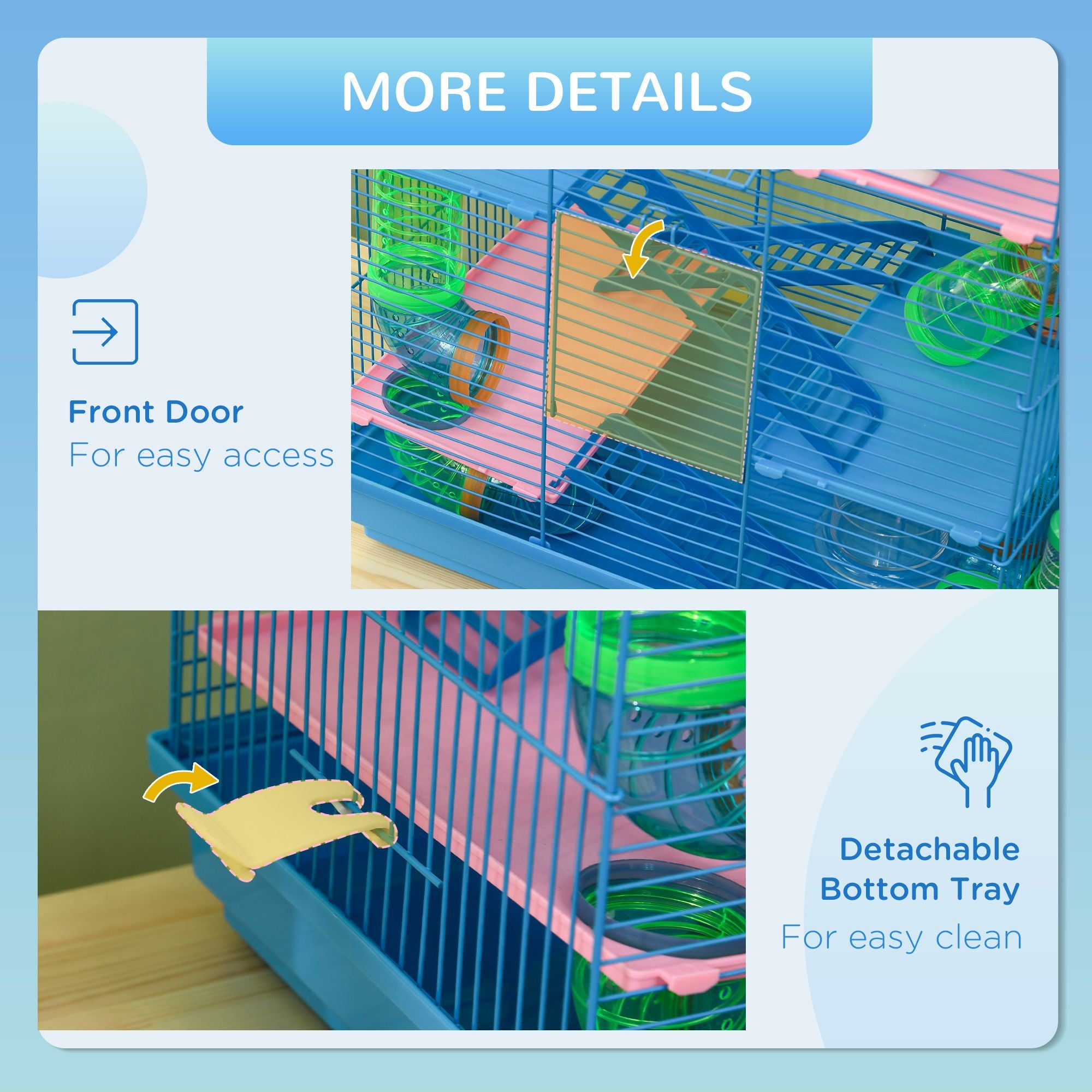 PawHut 5-Tier Hamster Cage with Accessories, Blue