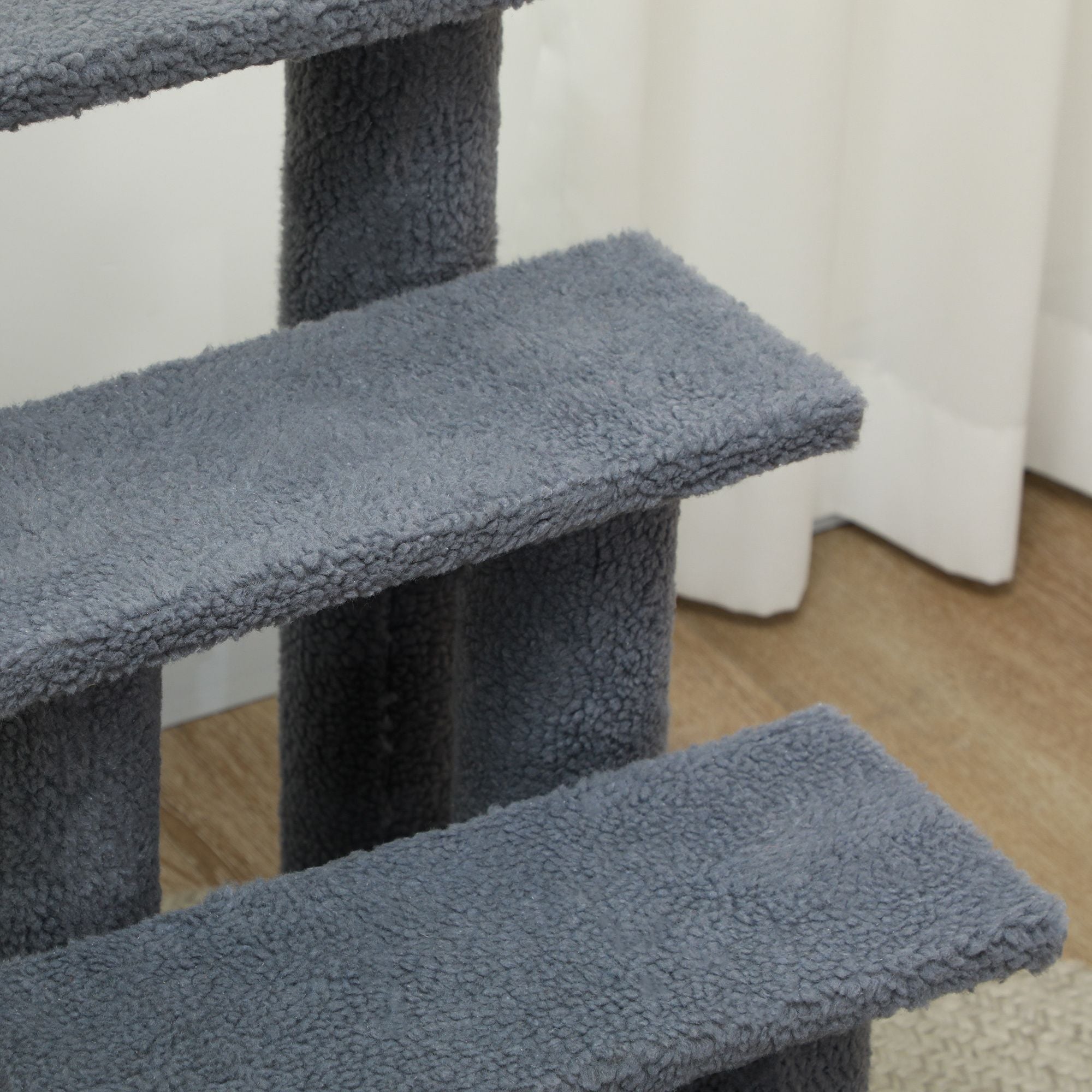 PawHut 25 in 4-Step Cat Scratching Post and Pet Stairs, Gray