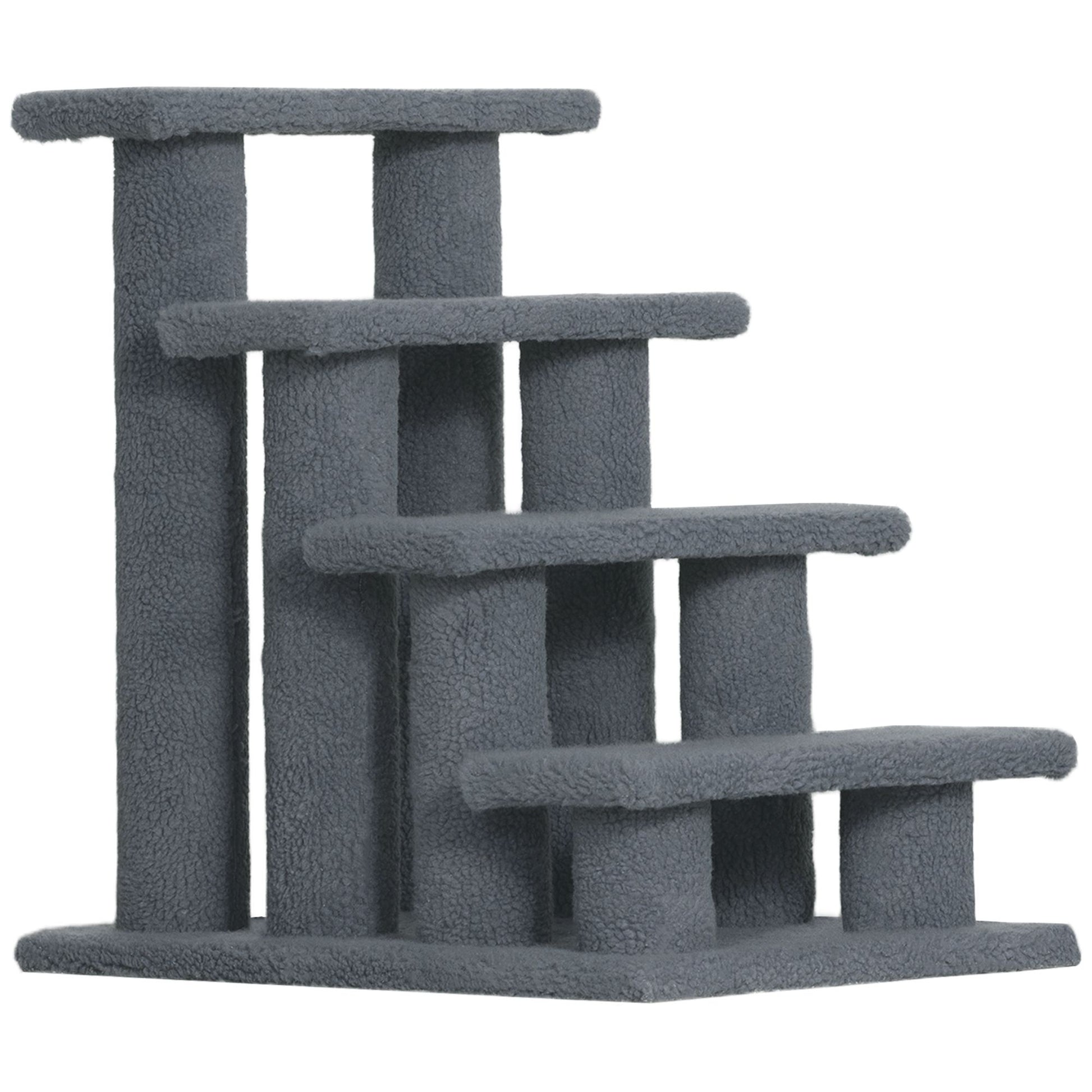 PawHut 25 in 4-Step Cat Scratching Post and Pet Stairs, Gray
