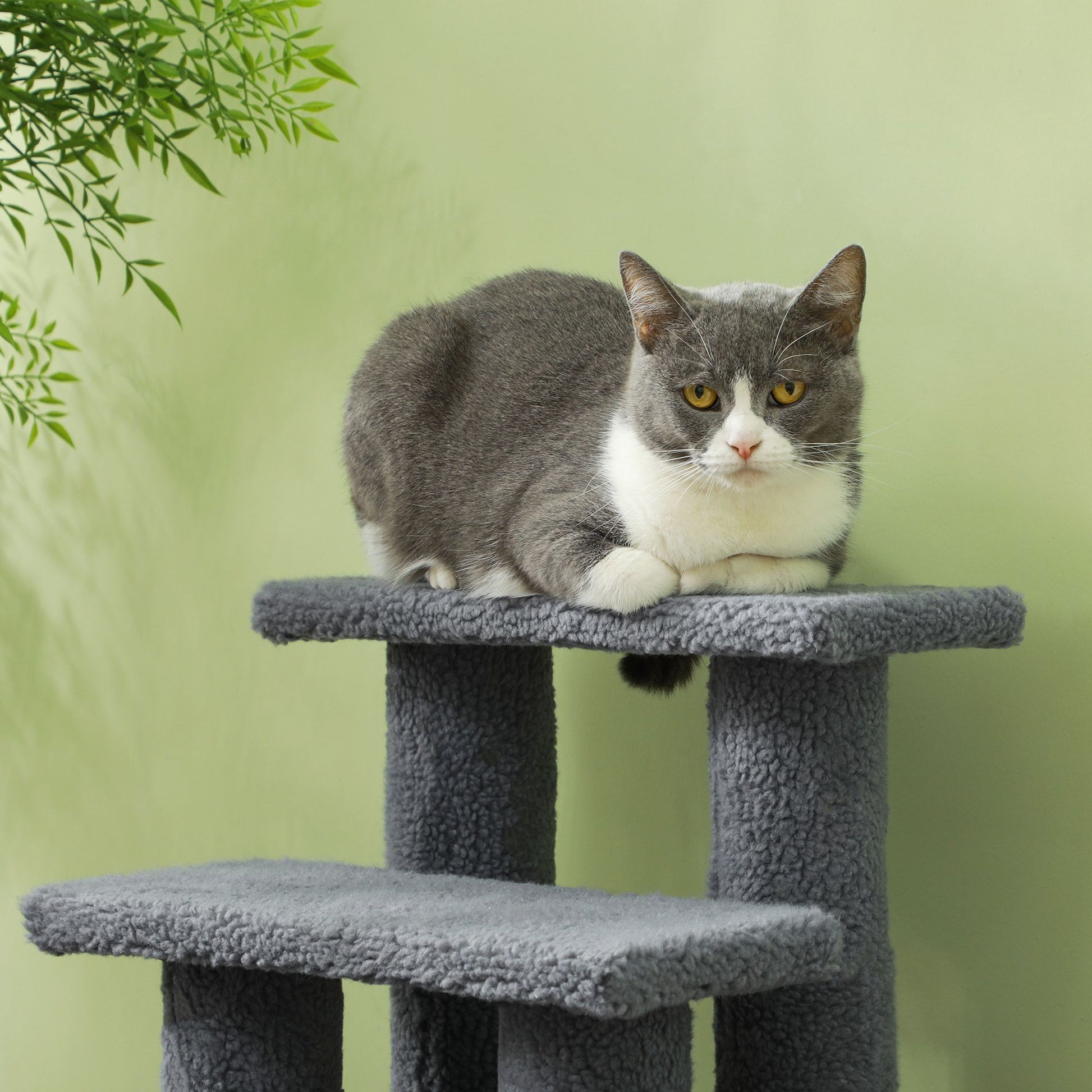 PawHut 25 in 4-Step Cat Scratching Post and Pet Stairs, Gray