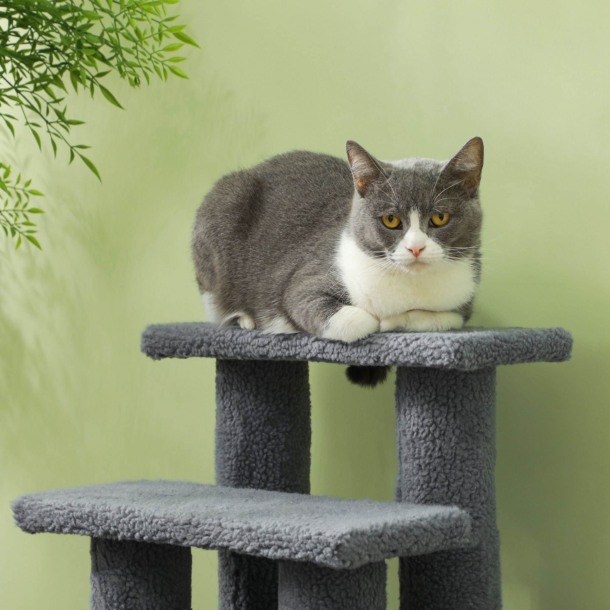 PawHut 25 in 4-Step Cat Scratching Post and Pet Stairs, Gray