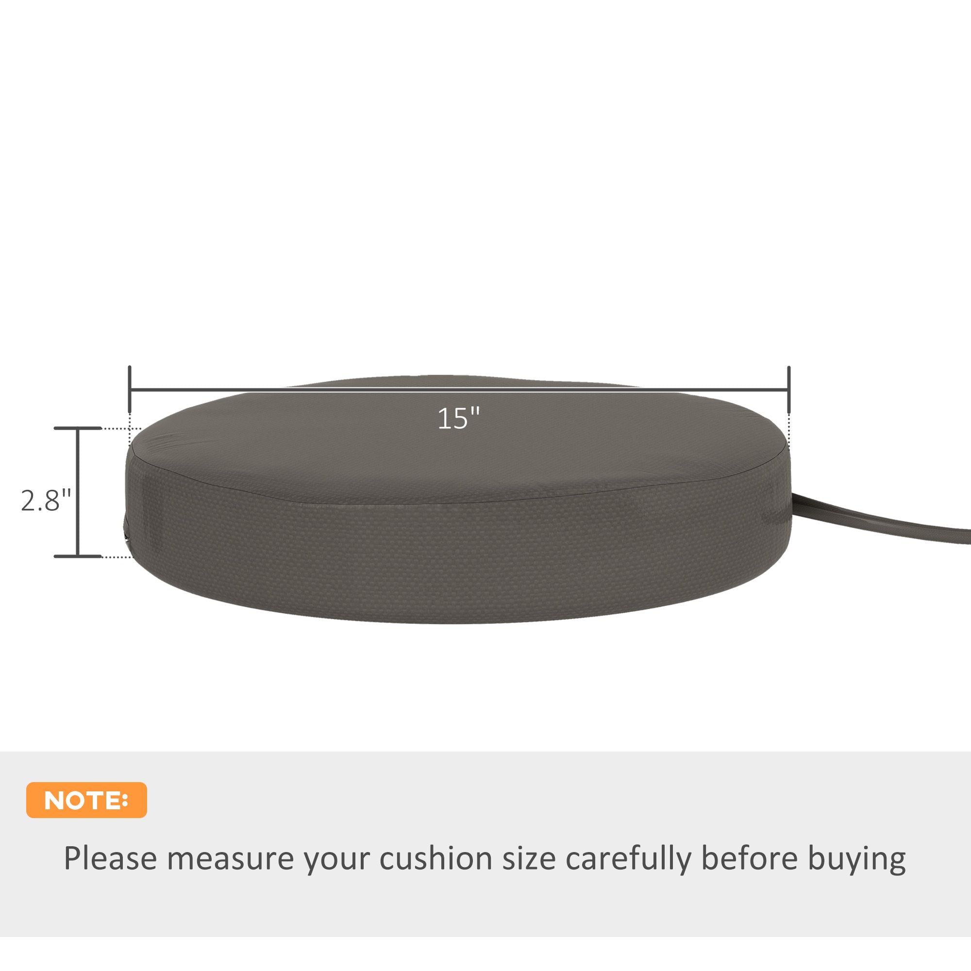 Outsunny 15 in Round Patio Chair Cushions Set of 4, Dark Gray