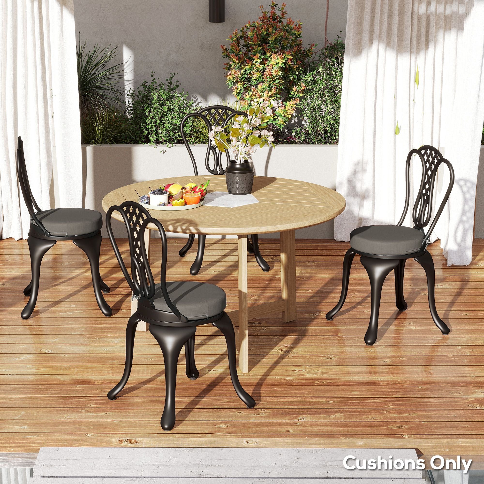 Outsunny 15 in Round Patio Chair Cushions Set of 4, Dark Gray