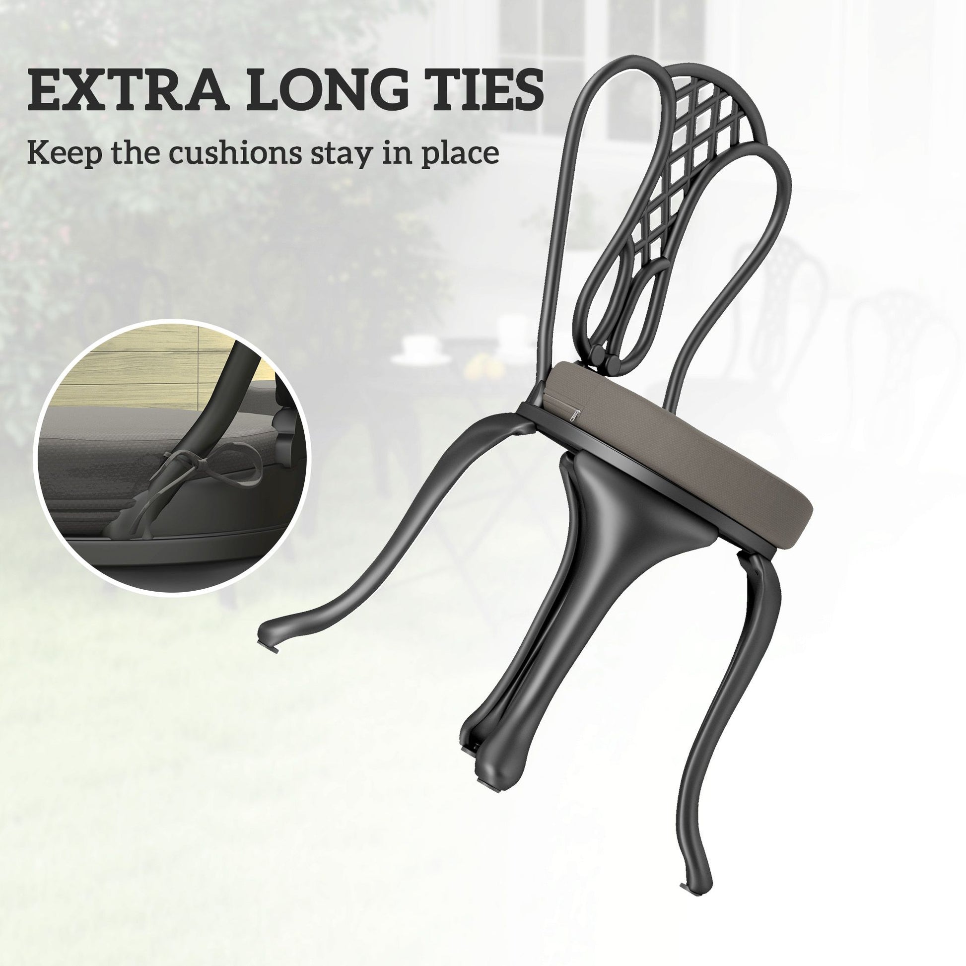 Outsunny 15 in Round Patio Chair Cushions Set of 4, Dark Gray